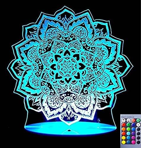 Jinnwell 3D Lotus Flower Night Light Lamp Illusion 16 Color Changing Table Desk Decoration Lamps Gift with Acrylic Flat ABS Base USB Cable Toy