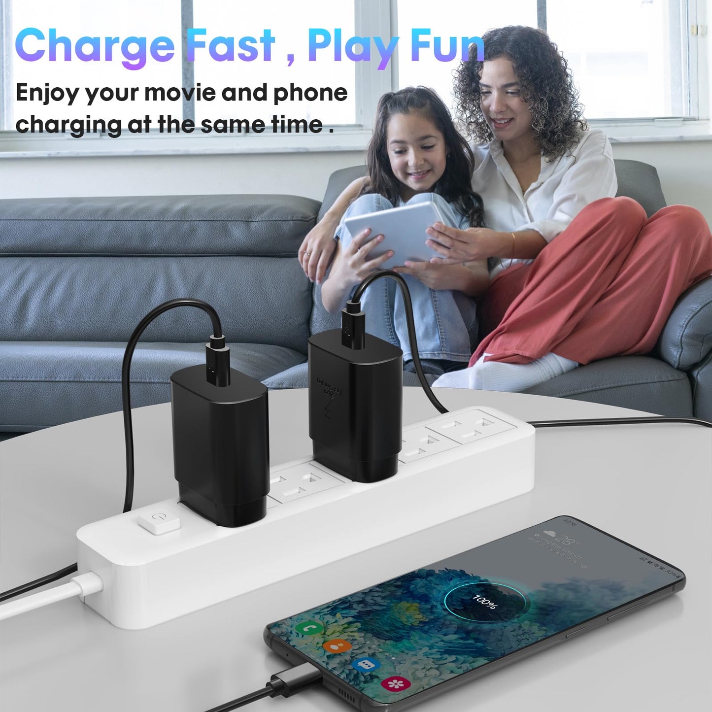 Type C Charger, 3-Pack 25W Type C Super Fast Charging Block with USB C Charger Cable Compatible with Galaxy S23 Ultra/S23+/S22/S21/S20/Phone 16/16