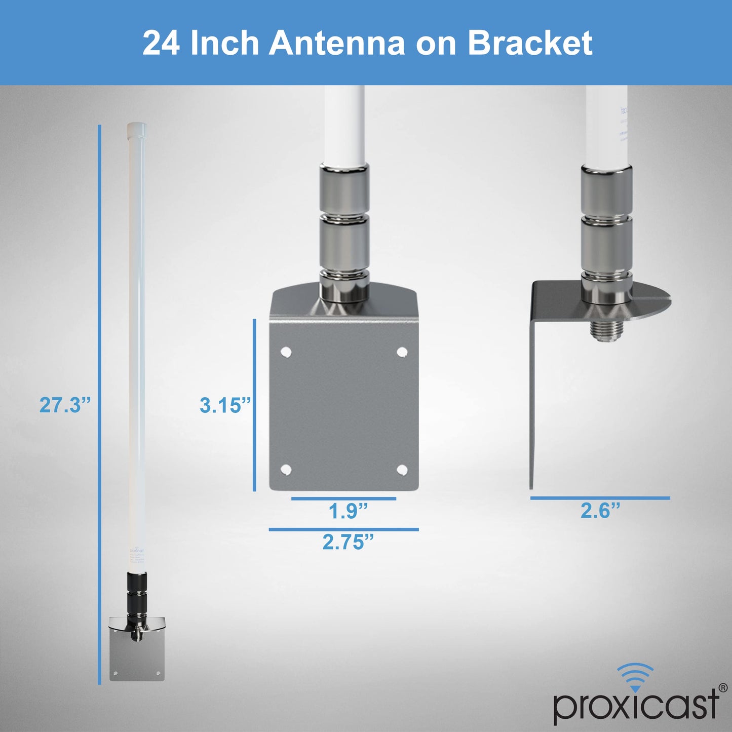 Proxicast 10 dBi High Gain 4G / LTE, 5G Wideband Fixed Mount Fiberglass Outdoor Omnidirectional Antenna for Verizon, AT&T, T-Mobile & Other Cellular