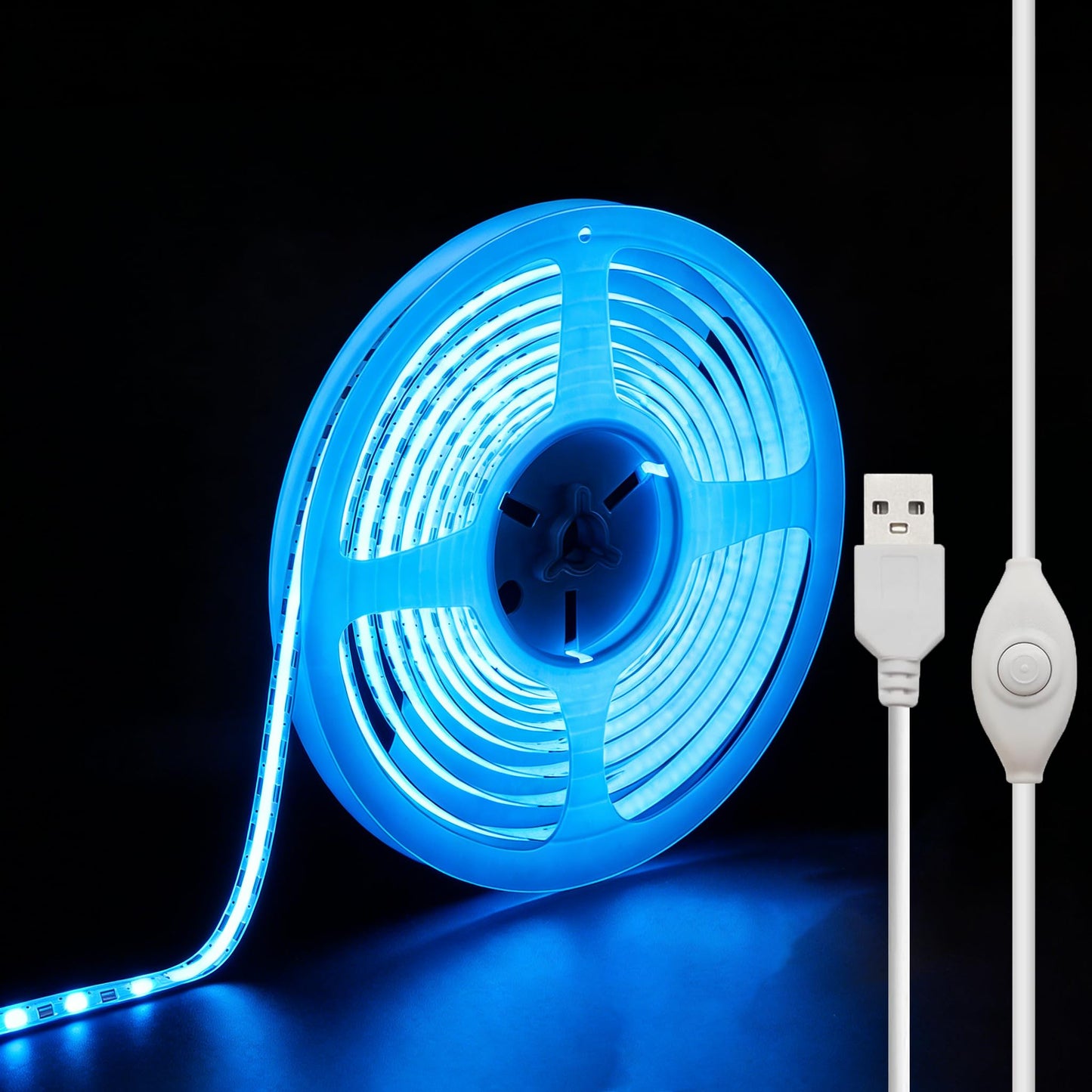 XINGZHI 5V USB LED Strip Lights, 3.28FT COB Light Strip ICE Blue, Short LED Strip Light, Flexible Bright 5V Led Strip for Under Cabinet, Kitchen, TV