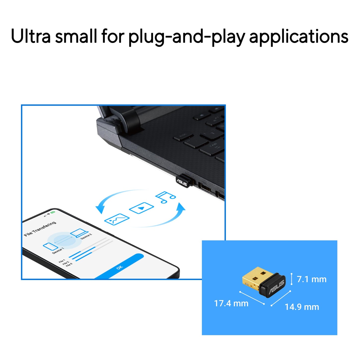 ASUS USB-BT600 Bluetooth 6.0 Adapter, Supports Up to 7 Device Connections, Ultra-Compact, Compatible with Windows 11/10 & Linux for Desktop and Laptop