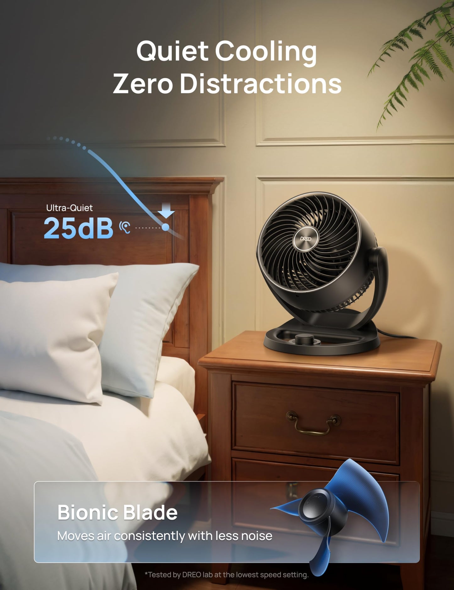 DREO Fan for Bedroom, 12 Inches, 70ft Powerful Airflow, 25db Quiet Table Air Circulator Fans for Whole Room, 120° Adjustable Tilt, 3 Speeds, Desktop