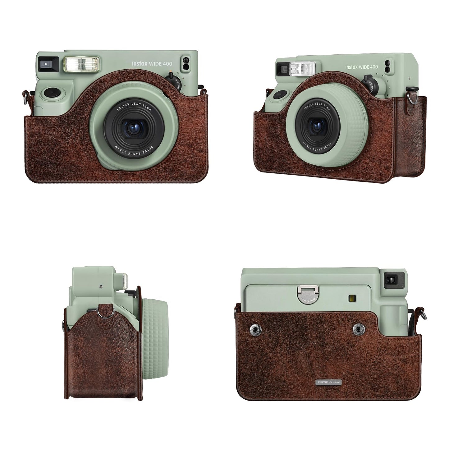 Fintie Protective Case for Fujifilm Instax Wide 400 Instant Film Camera - Premium Vegan Leather Bag Cover with Removable Strap, Vintage Brown