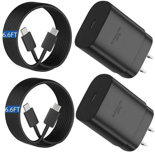 25W Super Fast USB C Charger Block & 6.6FT Android Phone Type C Charger Cable Cord for Samsung Galaxy S25 Ultra/S24+/S24/S23 Ultra/S23/S22