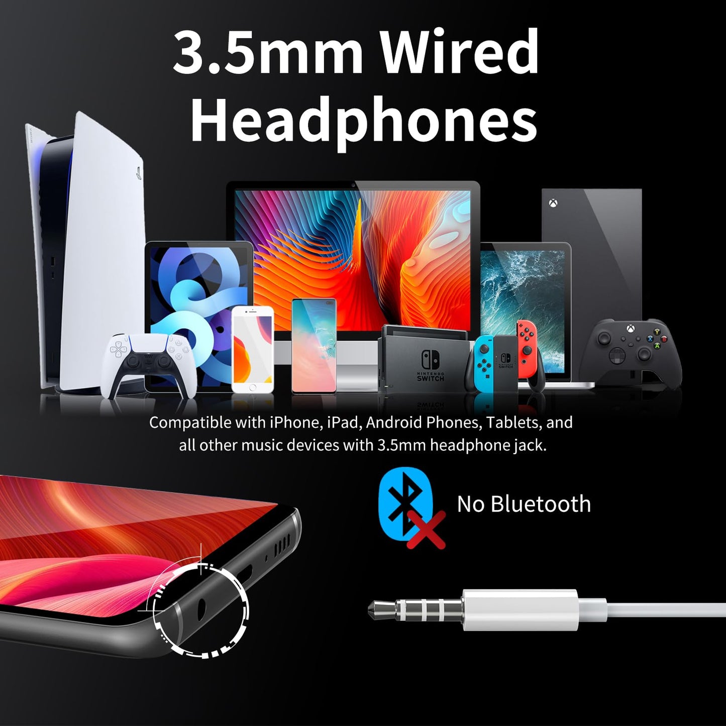 Kimwood Wired Earbuds with Microphone, Wired Earphones in Ear Headphones HiFi Stereo, Powerful Bass and Crystal Clear Audio, Compatible with iPhone
