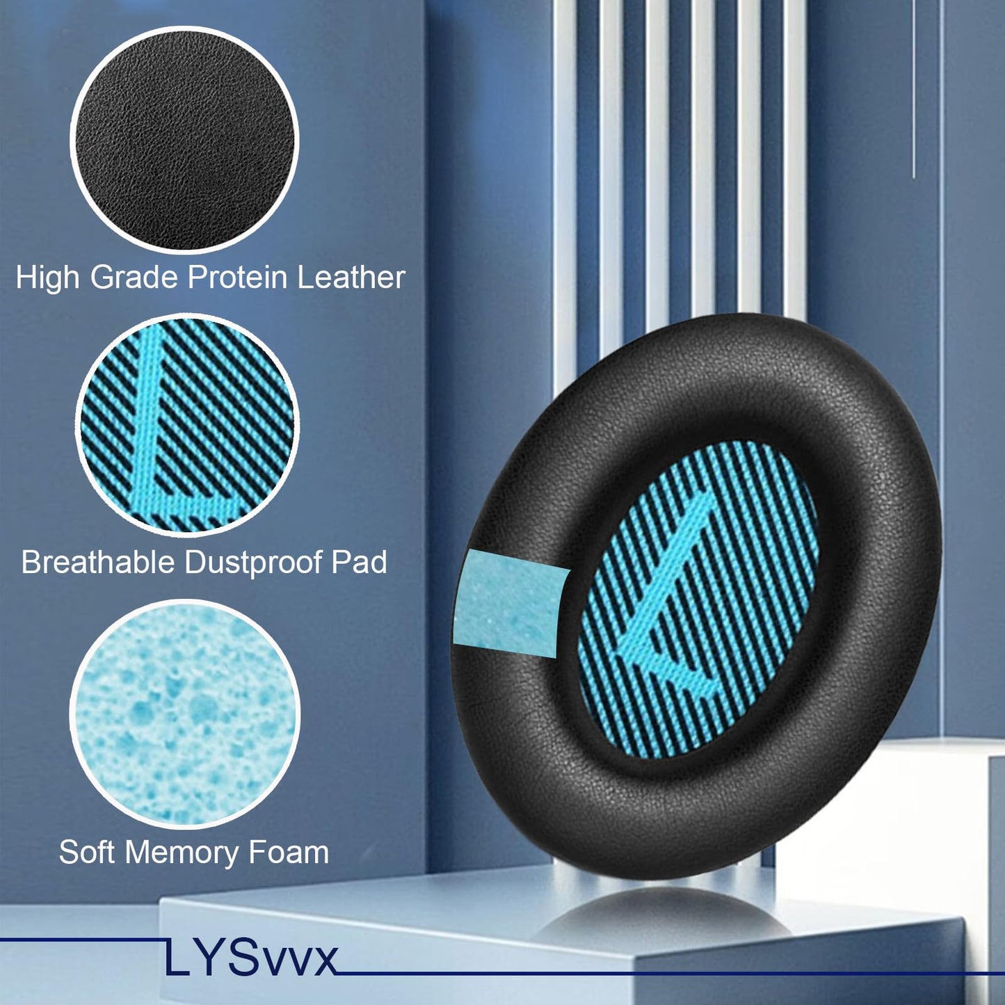 QC35 Ear Pads - Replacement Earpads for Bose QuietComfort 35 II and QC35 Headphones & More(Black)