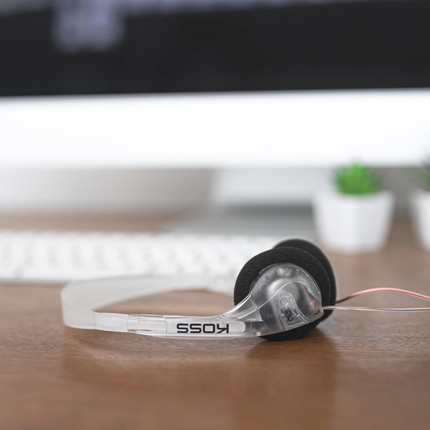Koss CL/2 Clear Transparent On-Ear Headphone, Retro Look, Lightweight, 3.5mm Jack, 6 Foot Cord