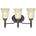 Westinghouse 6342800 Montrose Three-Light Indoor Wall Fixture, Oil Rubbed Bronze Finish with Highlights and Mocha Scavo Glass