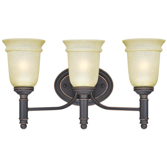 Westinghouse 6342800 Montrose Three-Light Indoor Wall Fixture, Oil Rubbed Bronze Finish with Highlights and Mocha Scavo Glass