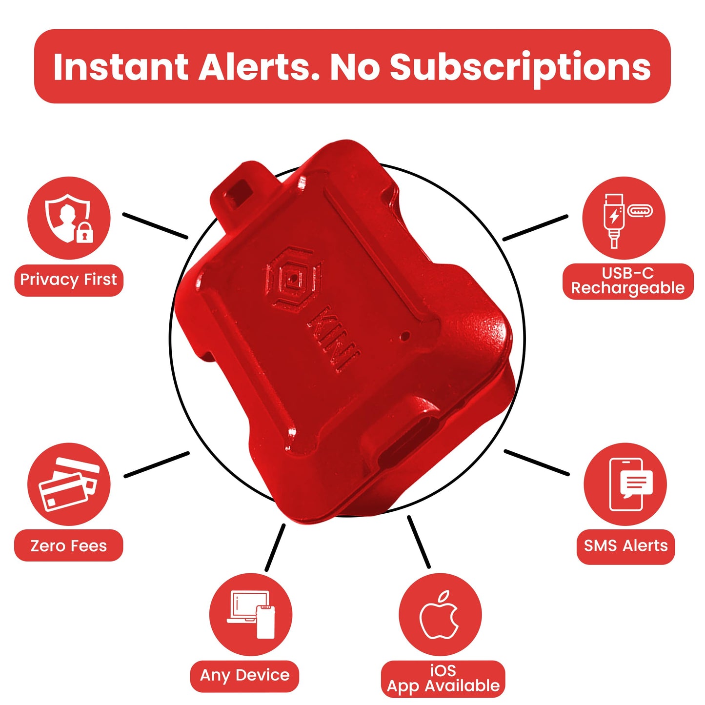 Instant Kini Safe Alert Wi-Fi Motion Sensor Alarm - Real-time SMS, Email, IFTTT - Great for Gun Safes, Cabinets, Office - Easy Install, No