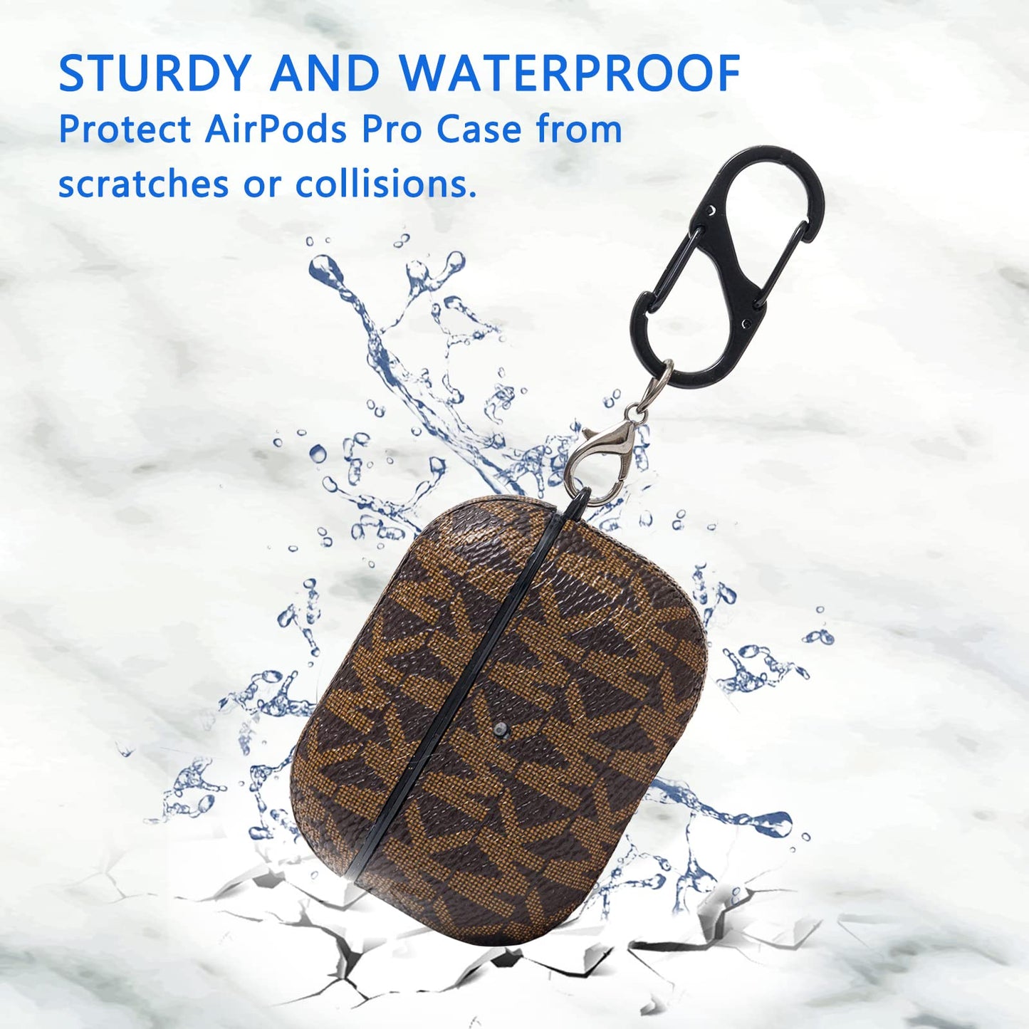 TANGABA for AirPods Pro Case Cover, Full-Body Protective Hard Shell Leather Airpods Pro Protective Cover with Keychain for AirPods Pro Wireless