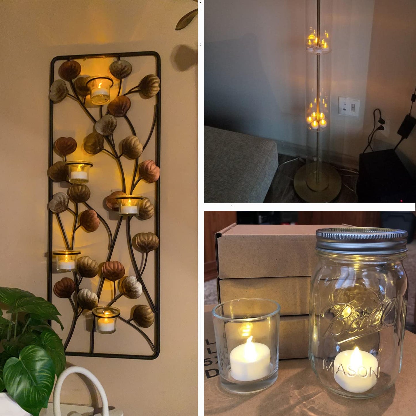 YASENN 12 Pack Rechargeable LED Tealight Candles, Flickering Flameless Tea Lights with Timer, Battery Operated Warm White Color Changing Candles