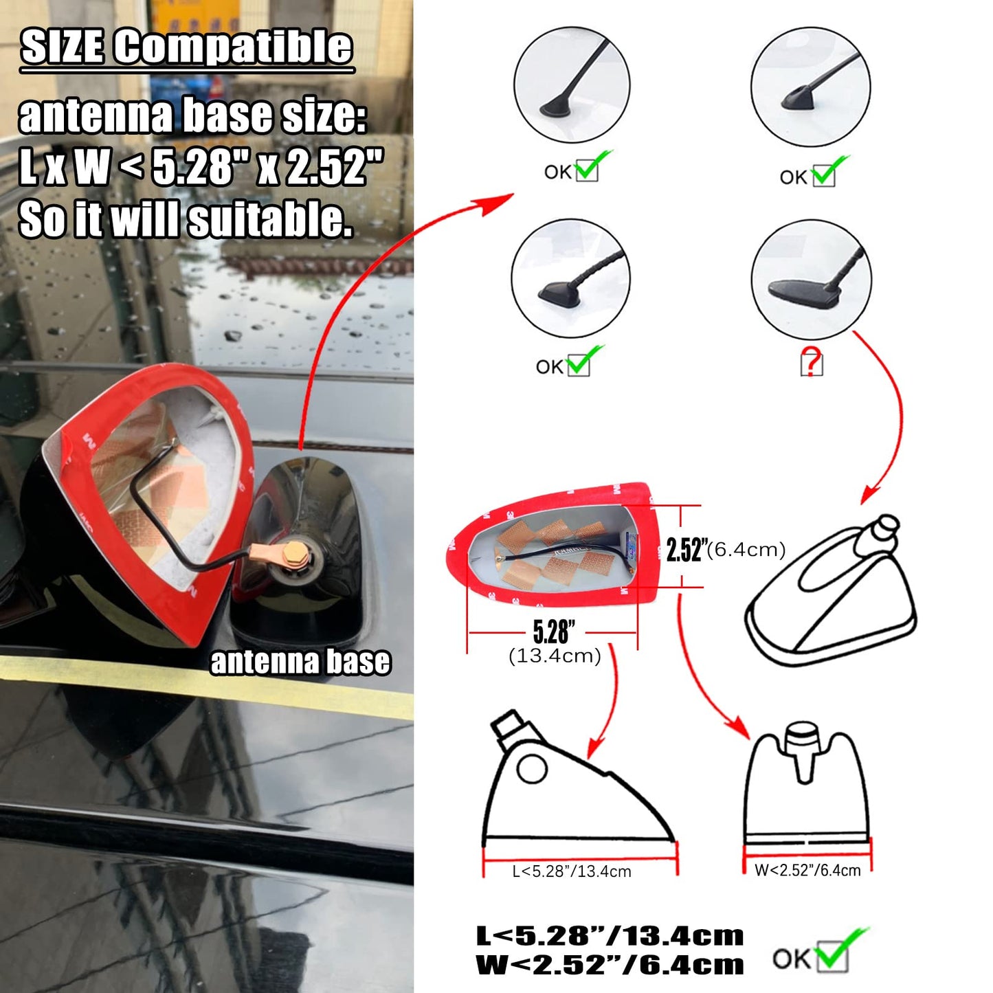 Car roof Antenna Replacement Shark fin Cover Accessories for Toyota Prius(2010-2015), Matrix(2009-2013). (Advanced Style, Black)