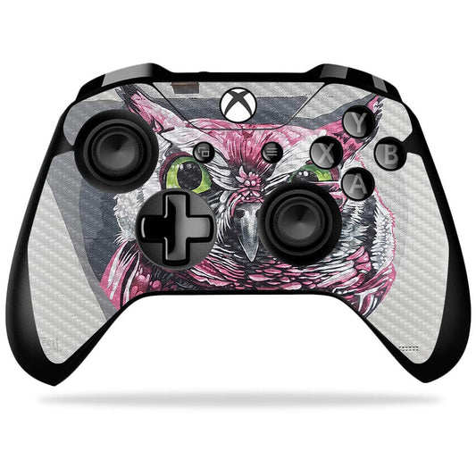 MightySkins Carbon Fiber Skin for Microsoft Xbox One X Controller - Owl Wink | Protective, Durable Textured Carbon Fiber Finish | Easy to Apply