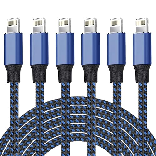 iPhone Charger [Apple MFi Certified] Lightning Cable 6PACK-3/3/6/6/6/10 FT Nylon Braided iPhone Charger Cord High Speed Cord for iPhone 14/13/12/11…