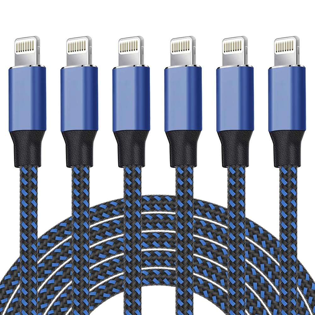 iPhone Charger [Apple MFi Certified] Lightning Cable 6PACK-3/3/6/6/6/10 FT Nylon Braided iPhone Charger Cord High Speed Cord for iPhone 14/13/12/11…
