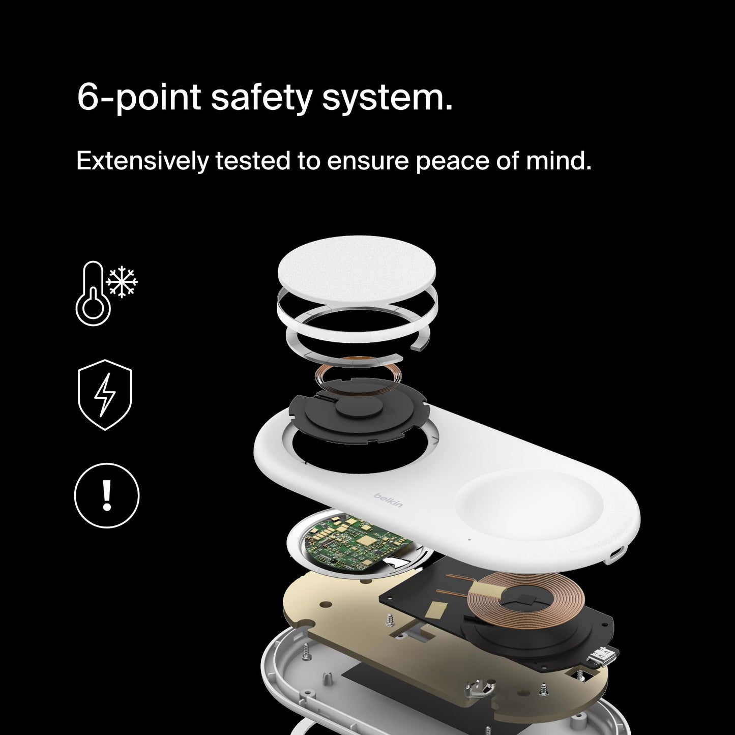 Belkin 2-in-1 Wireless Charging Pad w/ Qi2 15W + Additional USB-C Port - MagSafe-Compatible Charger, Charging Station for iPhone 16 & 15 Series