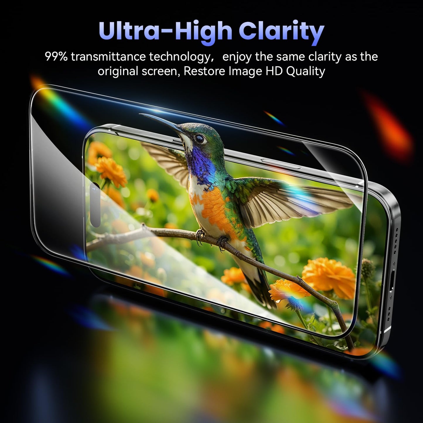 Sombbry 3 Pack Tempered Glass Screen Protector for iPhone 16 Pro 6.3 Inch, 9H Hardness HD Original Touch Sensitivity with Auto Alignment kit, Bubble