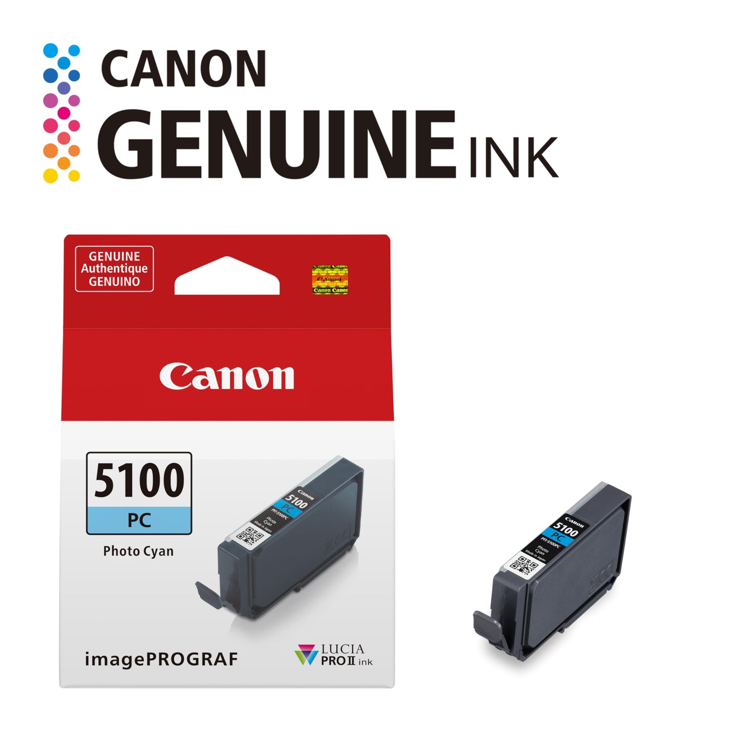 Canon PFI-5100 Genuine Photo Cyan Ink Tank, Compatible with ImagePROGRAF PRO-310 Printers