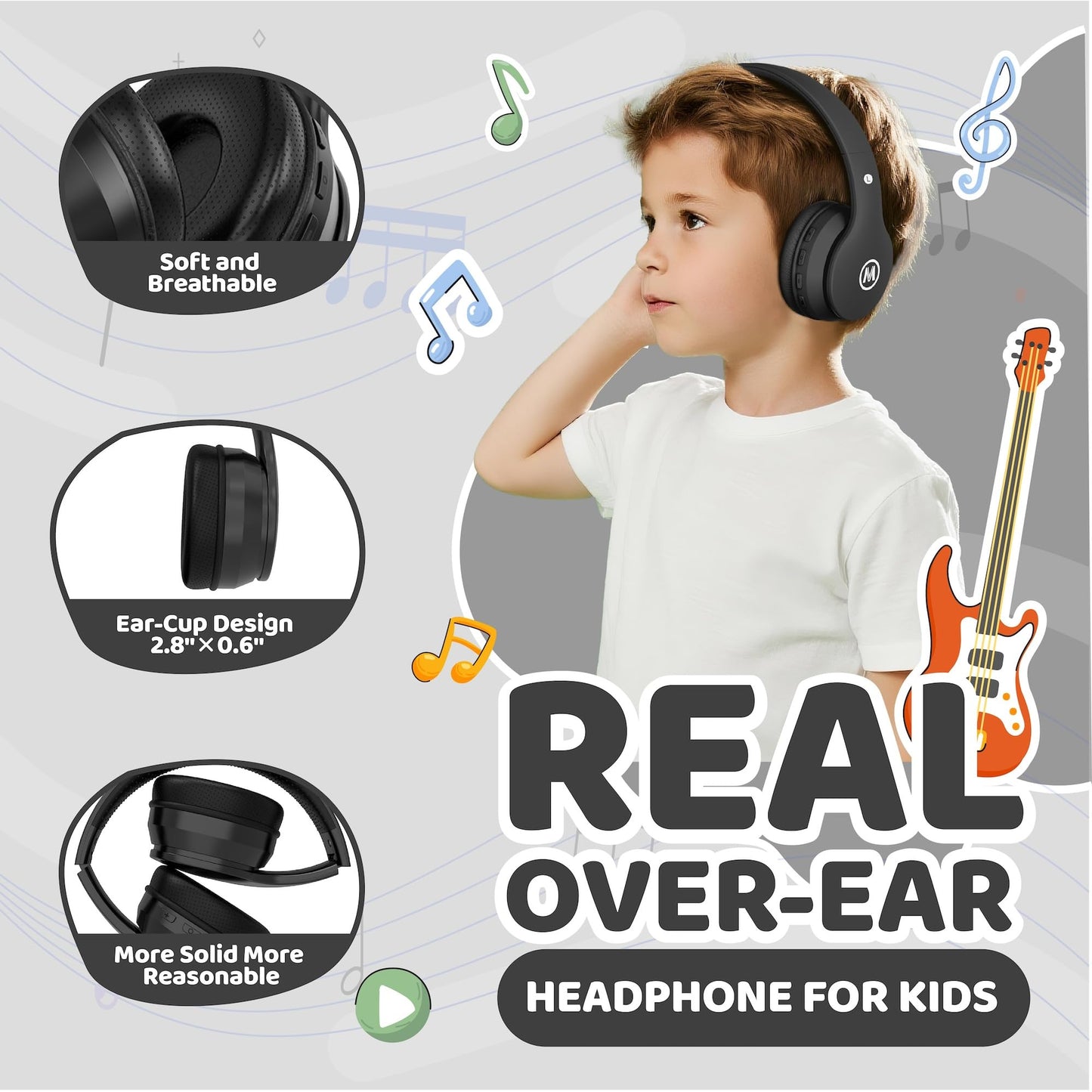 Mokata Headphones Kids Bluetooth 5.4 Wireless Play Time 68H Safe Volume Limit 85/94dB Over-Ear Foldable Headset,Fast Charging,with Aux Cord Built-in…