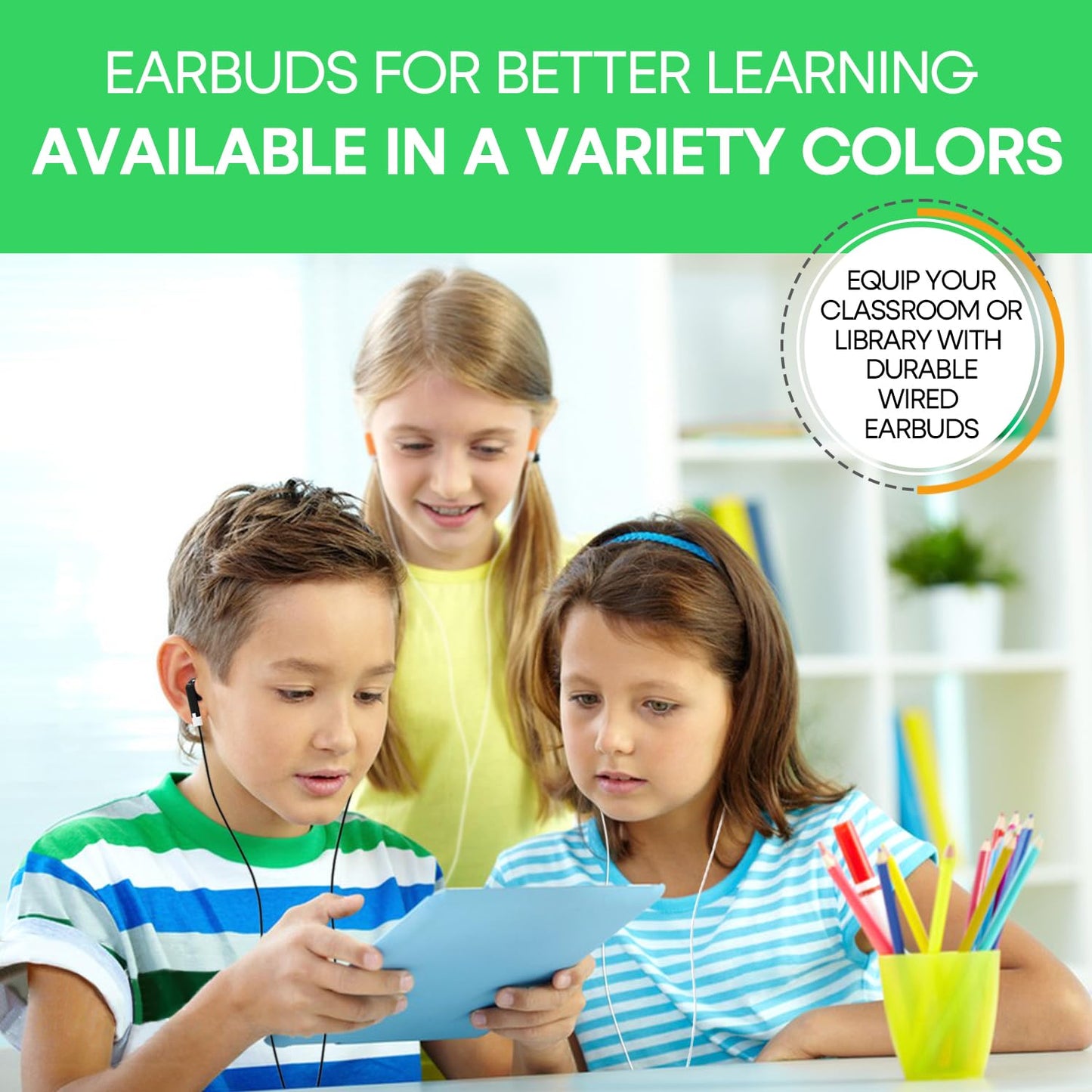 Yoley 200 Packs Classroom Earbuds Bulk Headphones for Kids School Students Children, Wholesale Class Set Durable Earphones, Individually Bagged (200
