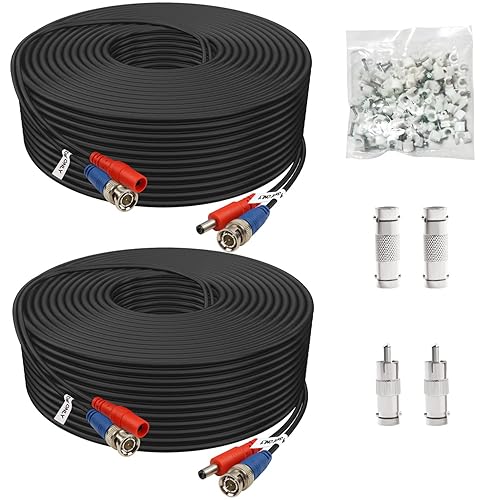 Aimyzii BNC Cable 150ft 2 Pack, BNC Video Power Cable for CCTV Camera DVR Security Systems, Black