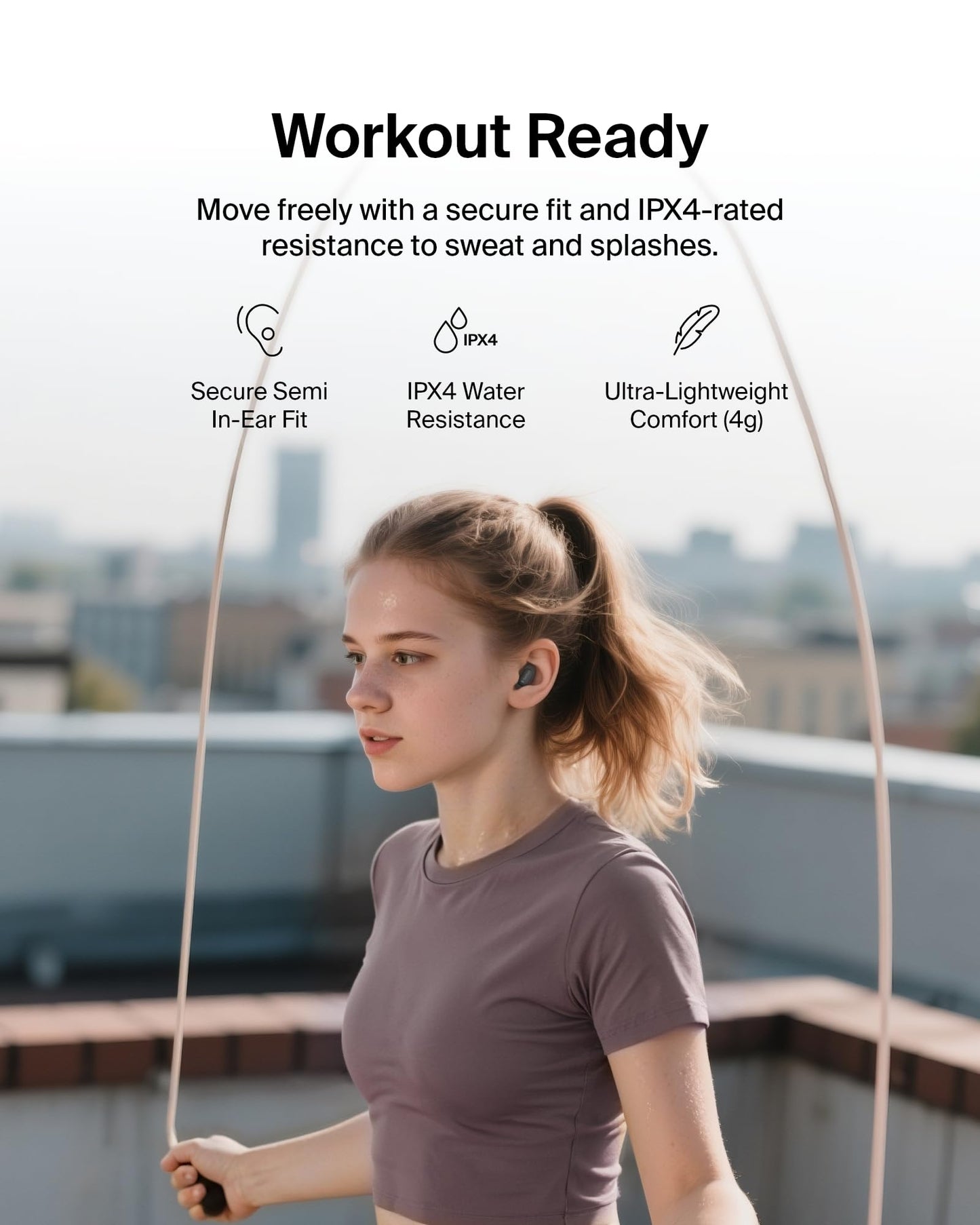 Belkin SoundForm Anywhere Wireless Earbuds, IPX4 Water Resistant Bluetooth Earphones, Long-Lasting Comfort, Case with Keyring for iPhone, iPad