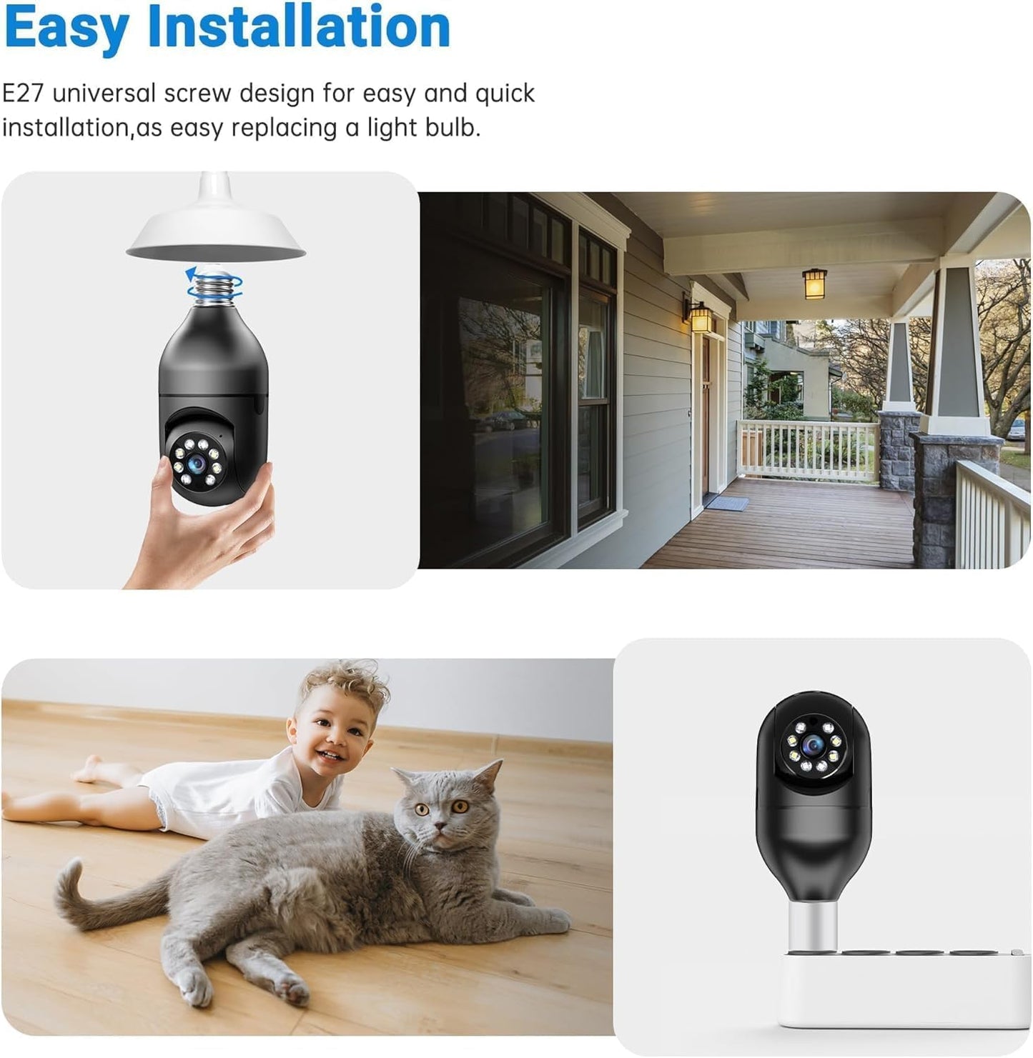 2K Light Bulb Security Camera Outdoor 2 Pack - 5G& 2.4GHz Wireless Motion Detection Cameras for Home Security,Two Way Talk,Full Color Night Vision