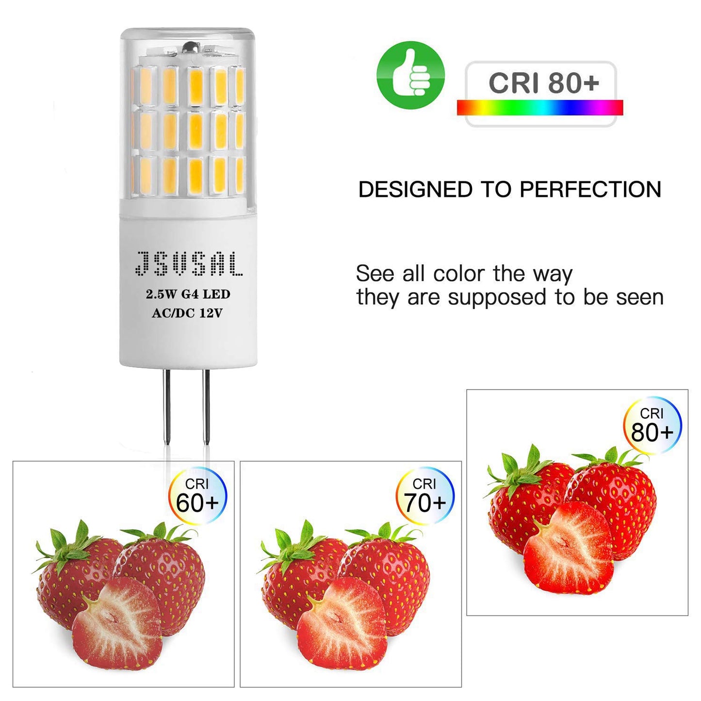 JSVSAL G4 LED Bulb,Soft White 3000K,2.5W 12V, Non-dimmable,4-Pack