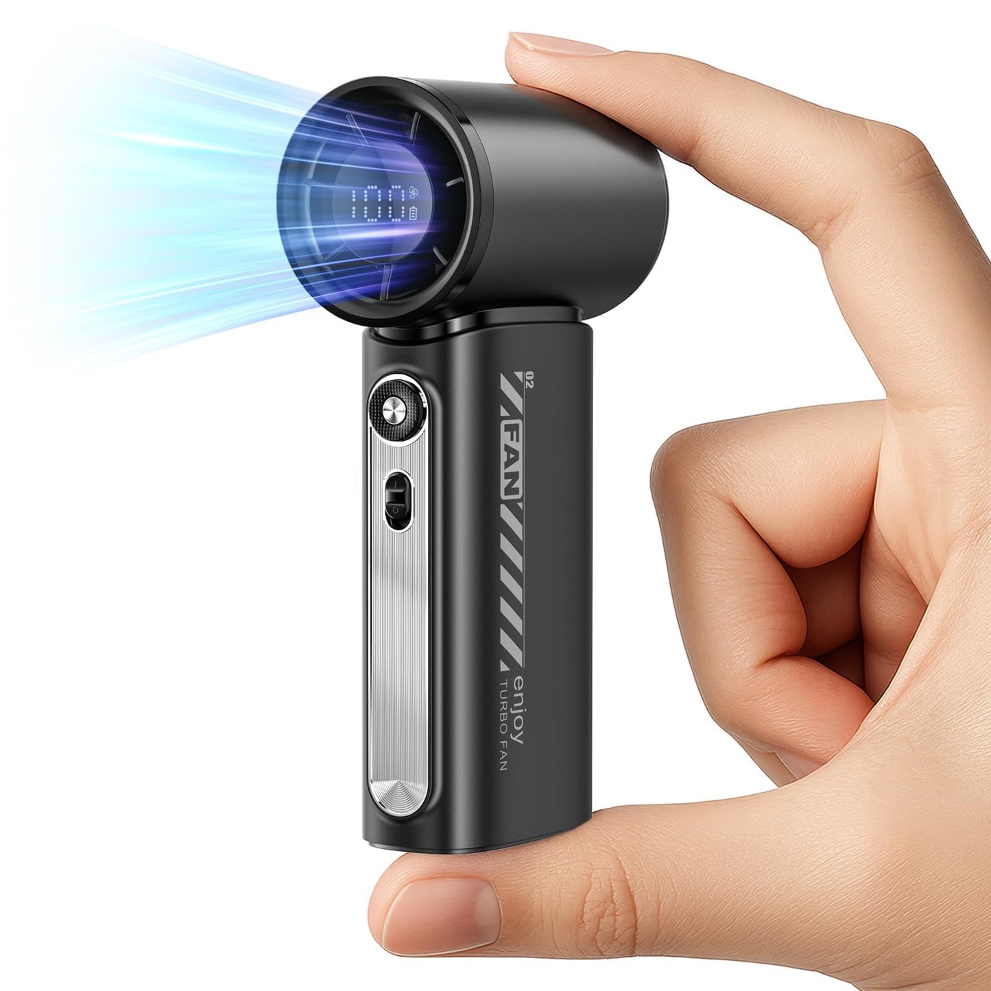 Koonie 19000 RPM High Speed Portable Handheld Fan,100 Speeds Mini Turbo Fan, 3600mAh, 12H Max Cooling Time, Digital Display, 5" Height, Rechargeable