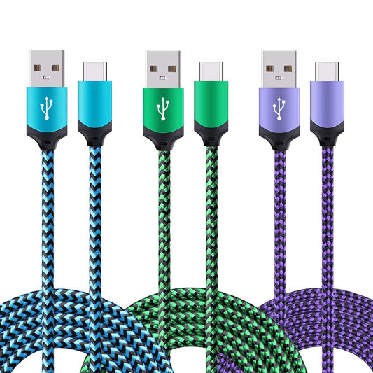 USB Type C Cable, 3Pcs 6ft Phone Charger Charging Cord Compatible for Samsung Galaxy A14 A23 A22 A53 5G A73 A33 A52 A42 A32 A13 5G A20 A12 A03s, S23