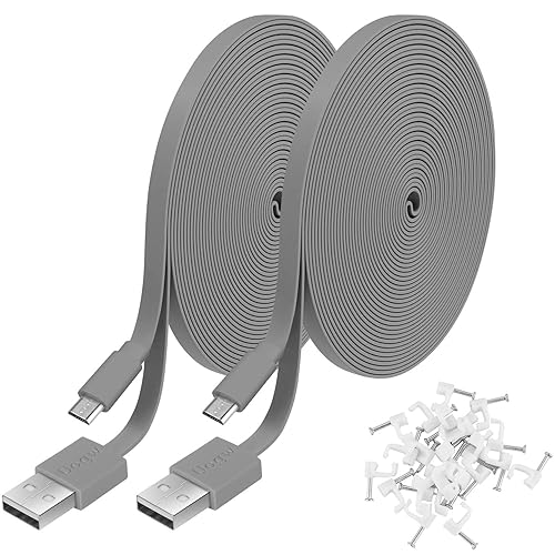 2 Pack 20FT Power Extension Cable Compatible with Wyze Cam v4,WyzeCam,Wyze Cam v3,Wyze Cam Pan, NestCam Indoor,Blink,Amazon Cloud Camera,USB to Micro