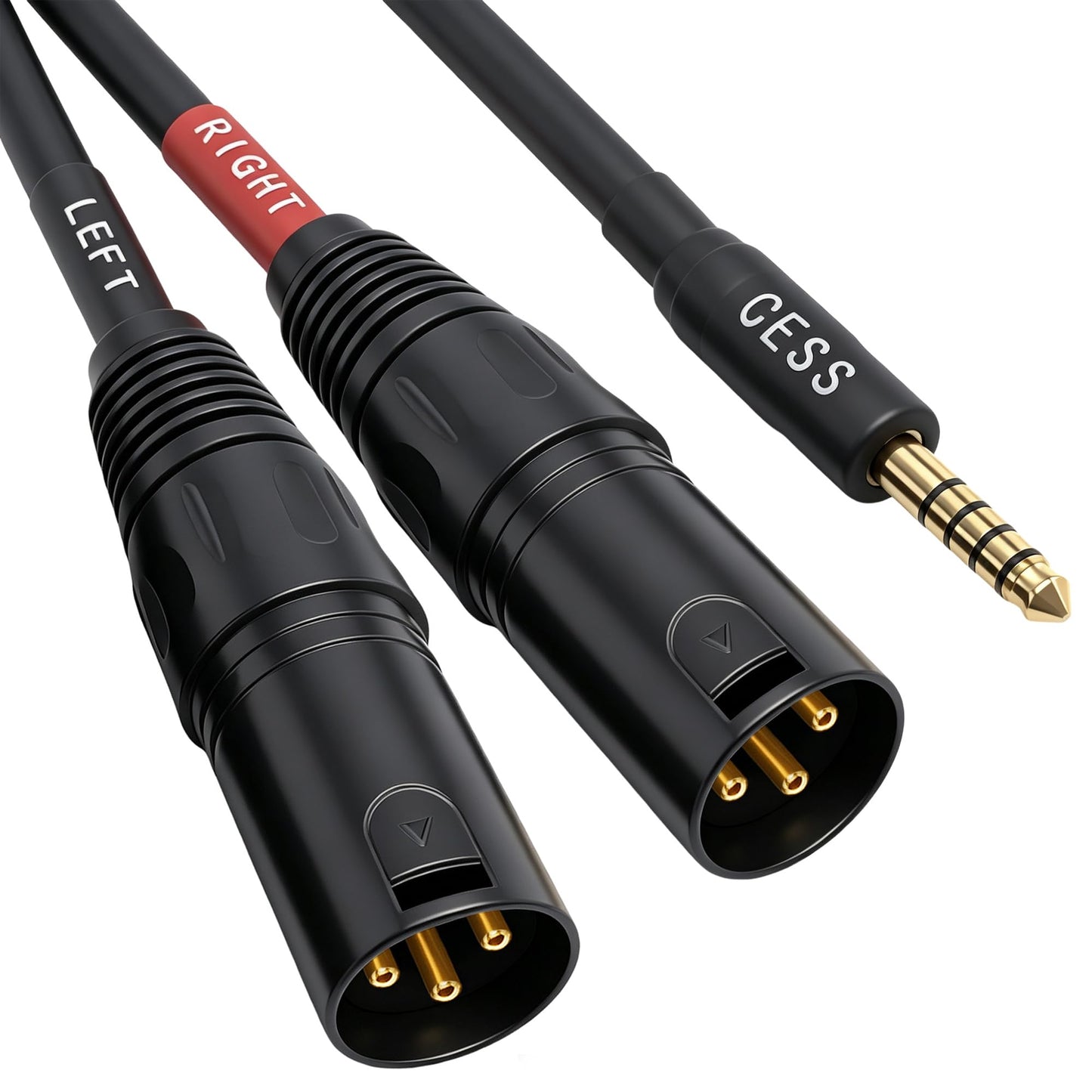 CNCESS 4.4mm Balanced Male to Dual XLR Male Headphone Adapter Cable, Red/Black Channel Split