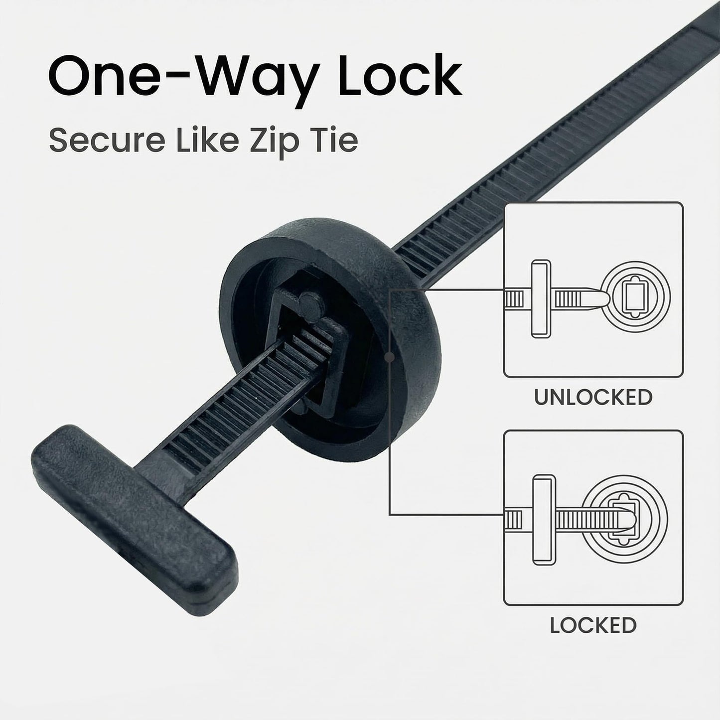 50 PCS Universal Nylon Cable Tie Buckle for Car,Heavy Duty Self-Locking Zip Ties Holder with Pin & Button Design,Self-Locking Ties Holder,Bumper