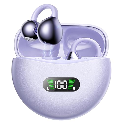 EXECCZO Ear Clip Earbuds Mini Open Ear Headphones Bone Conduction Earphones， True Wireless Bluetooth Headphones for Sport Workout Driving Walking…