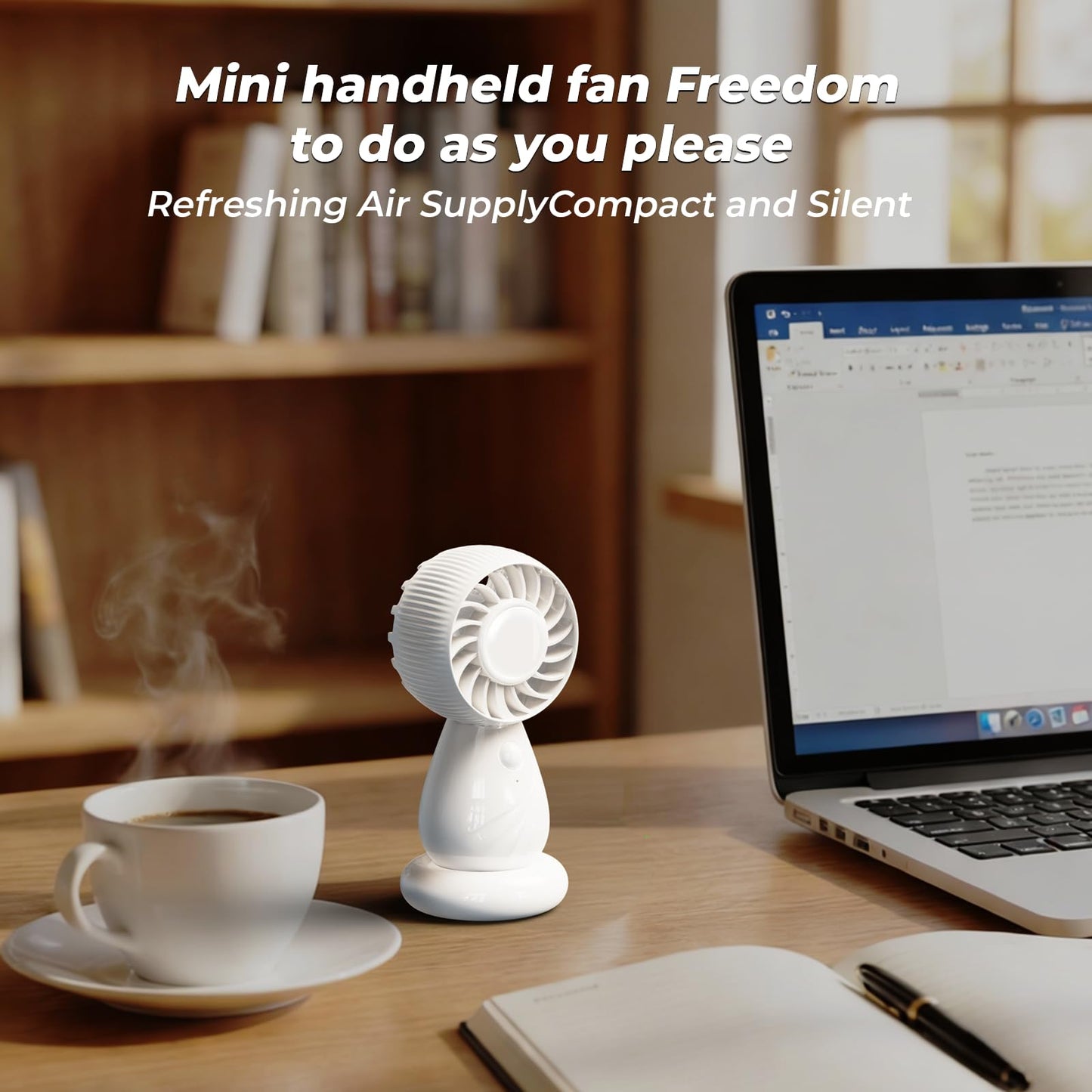LAMJIE Portable Desktop Fan, Magnetic Rechargeable Mini Fan with 3 Speeds, Touch Control, Super Compact Appearance Design, 1800mAh Battery, USB