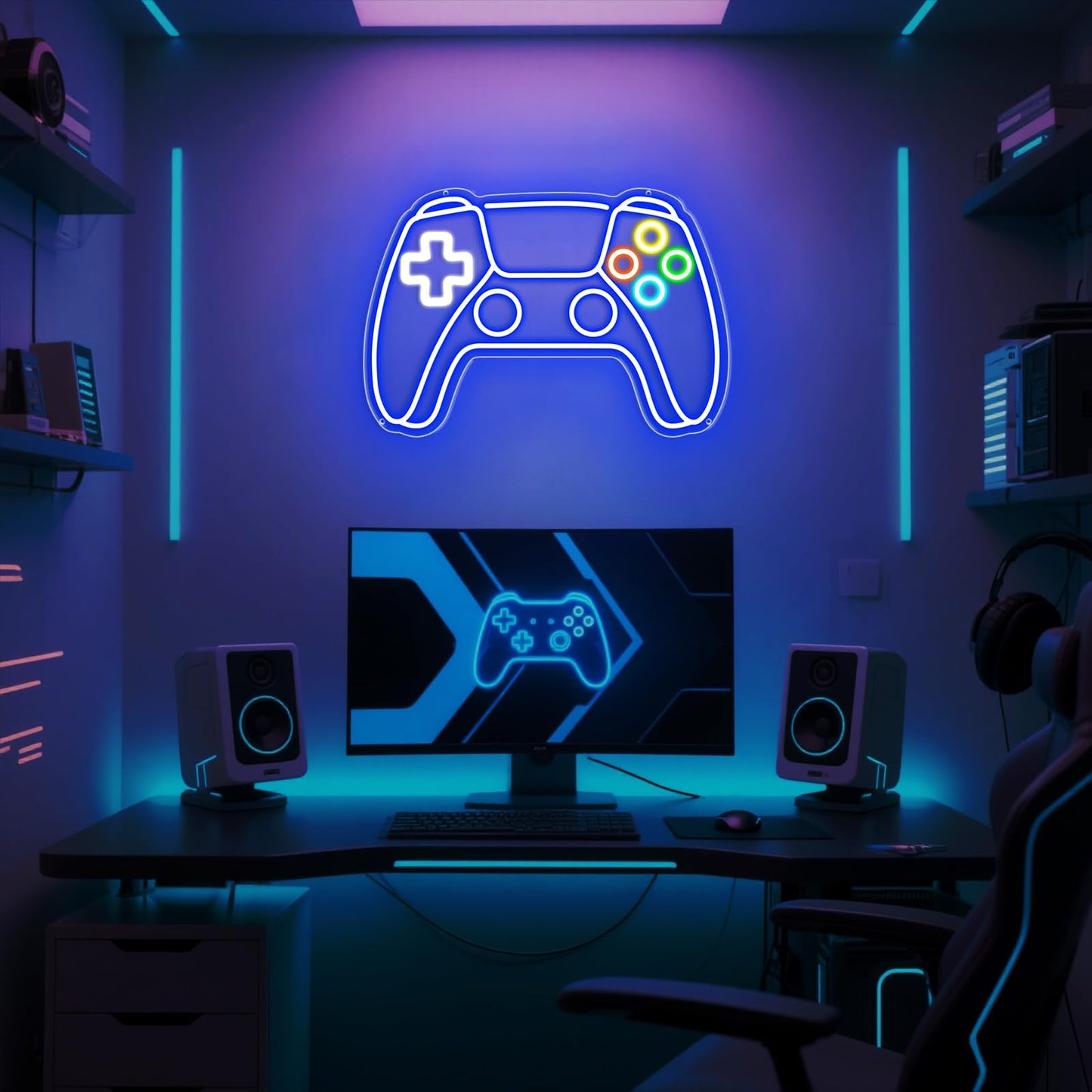 Holegather Gamer Neon Sign, Gamepad Gaming LED Signs for Wall Decor with USB Powered Gamer Neon Light Gaming Room Decor Gifts for Boys, Teens, Kids