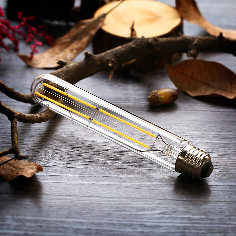 VCTC Lighting Dimmable 6W Tubular LED Bulbs, 3000K Warm White,Edison Style Filament Light Bulb, T10 Vintage Bulb 60 Watt Equivalent, E26 Medium Base