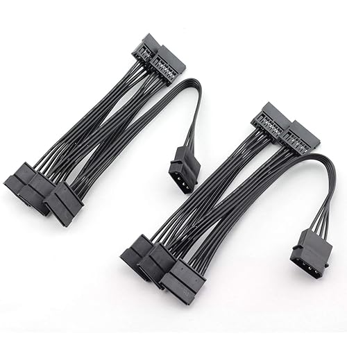 MEETOOT 2pcs IDE to SATA Power Cable IDE Large 4 Pin to PC Server Hard Drive 15 Pin SATA Power Supply Adapter Converter Cable Cord 18AWG Wire SATA