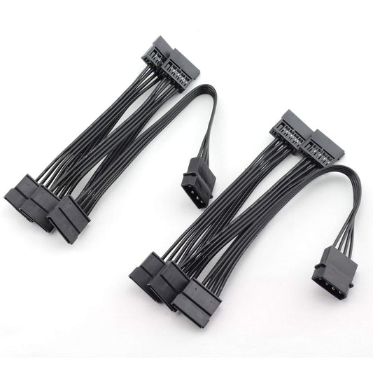 MEETOOT 2pcs IDE to SATA Power Cable IDE Large 4 Pin to PC Server Hard Drive 15 Pin SATA Power Supply Adapter Converter Cable Cord 18AWG Wire SATA