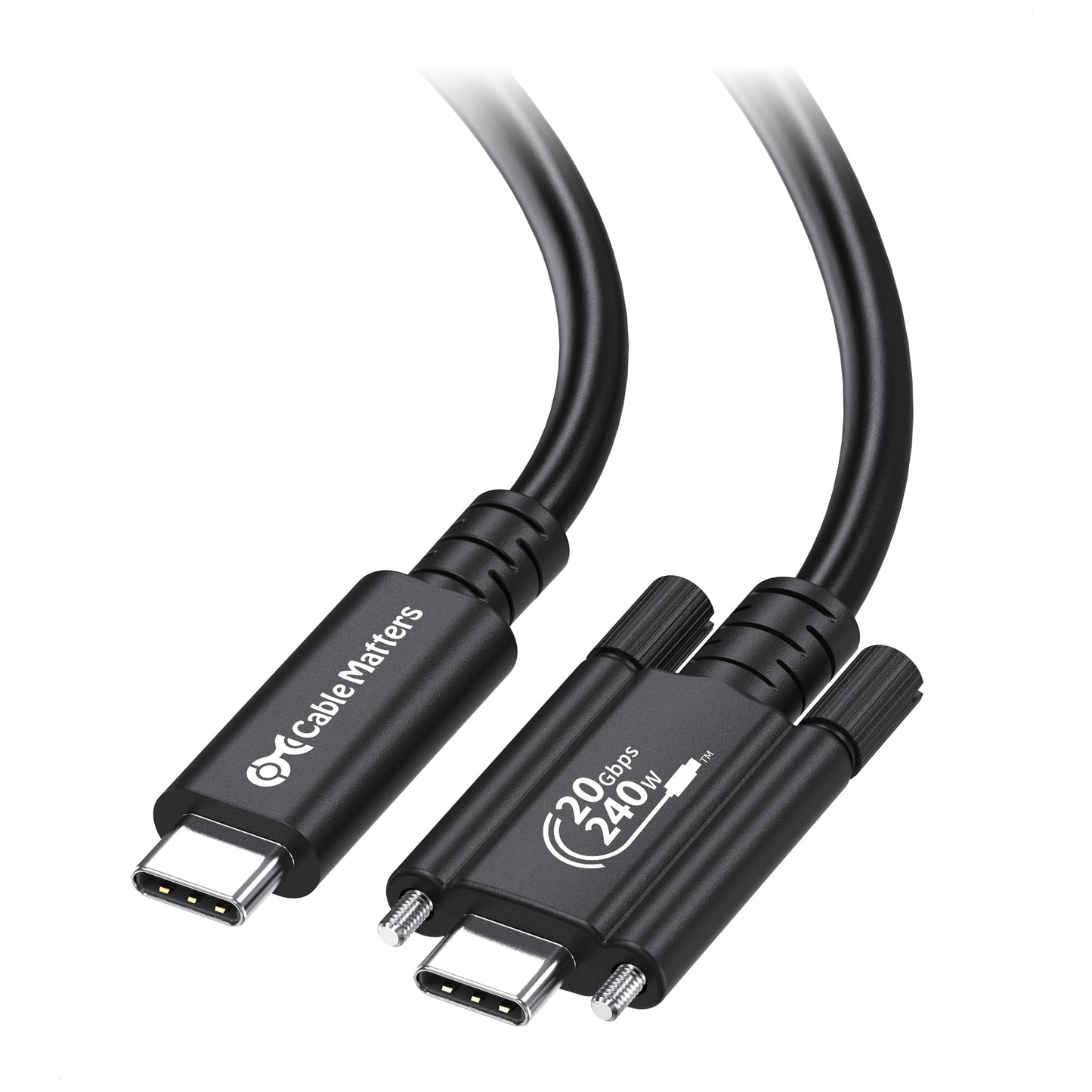 Cable Matters [USB-IF Certified] 20Gbps USB4 Cable with Side Screw Lock 6.6ft, Up to [8K@30Hz / 4K@120Hz Video, 240W Charging, 20Gbps Data Transfer]