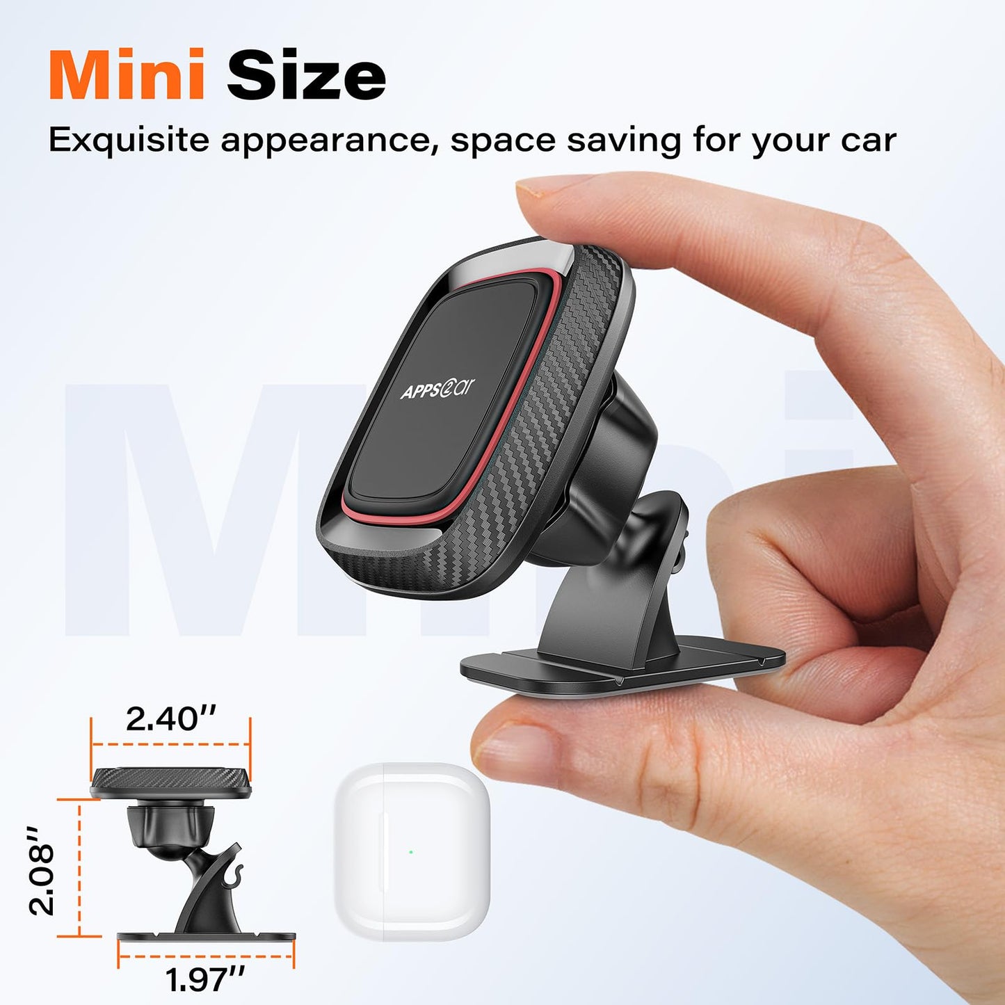 [2 Pack] Magnetic Phone Holder for Car, APPS2Car Dashboard Magnetic Car Phone Holder Mount with Strong VHB Adhesive Mounting, Requires Metal Plate