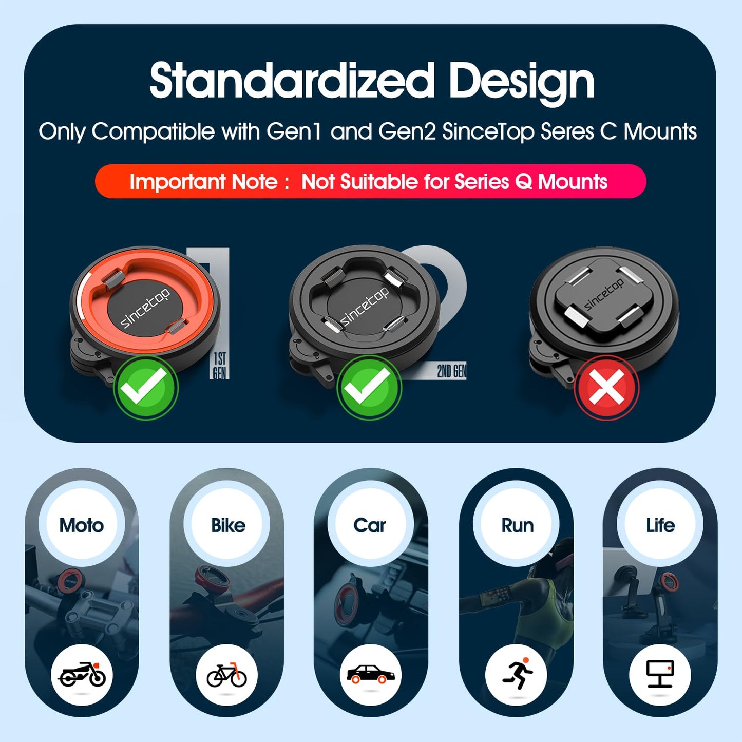 Sincetop Nylon Phone Adhesive Paste Adapter - Quick Install, Secure Connection, Durable Design - Compatible with C-Series?1st or 2nd Generation? All