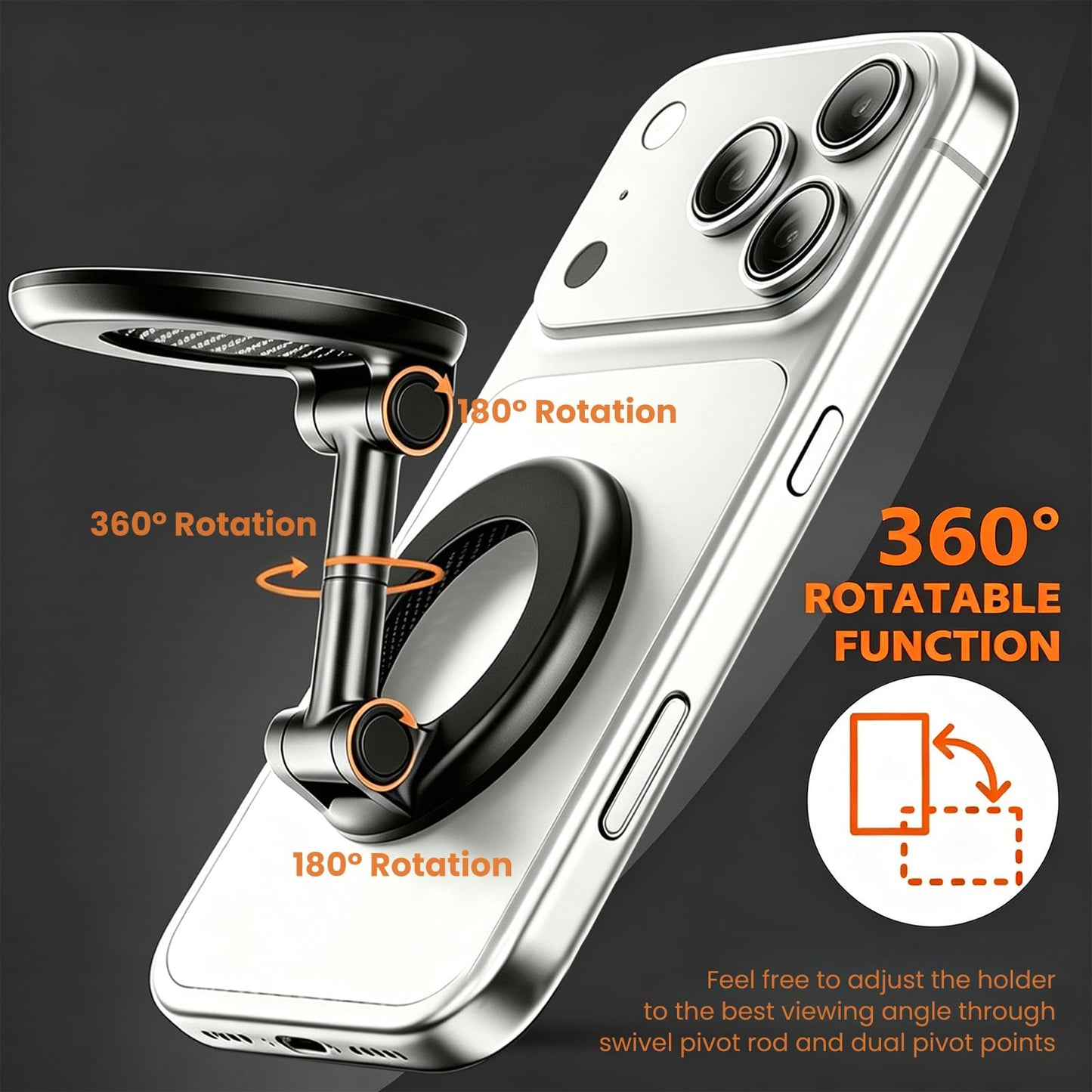 PKYAA Magnetic Ring Phone Holder [Dual-Sided Magnetic] [Super Magnet] [Carbon Fiber] 2026 Upgraded Foldable Double Magnet Phone Mount for Magsafe