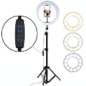 Aduro U-Stream Ring Light with Stand Tripod, 10" Selfie Ring Light for iPhone with Tripod & Phone Holder for Live Video Selfie Recording Kit