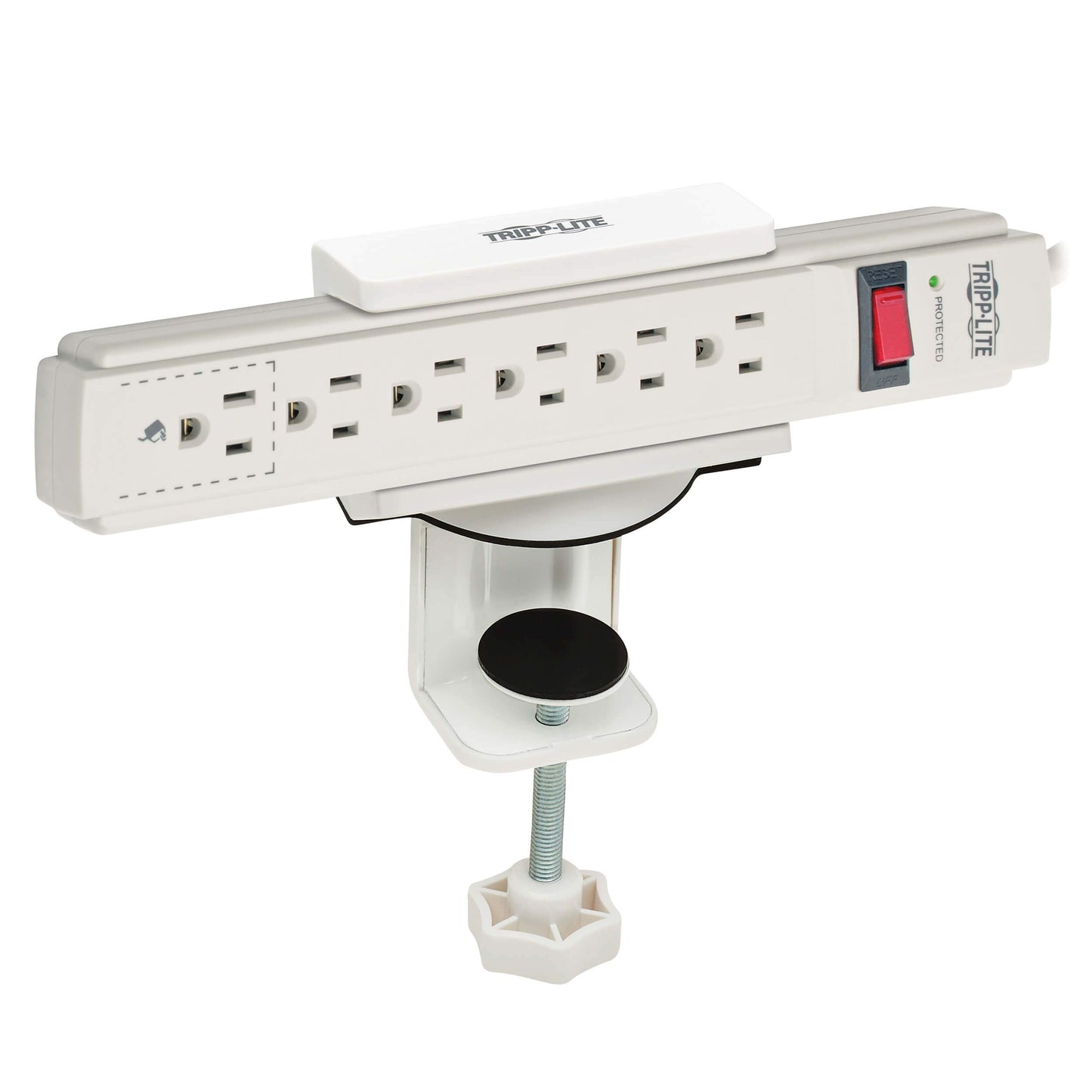 TRIPP LITE Power Strip Holder, Desk Clamp Power Strip Mount, Surge Power Strip Clamp Mount for Surge and Power Strips 1.6' - 2.4' White (CLAMPUSW)