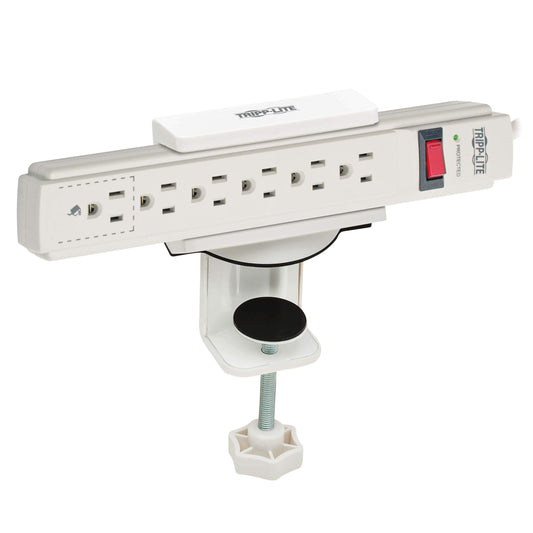 TRIPP LITE Power Strip Holder, Desk Clamp Power Strip Mount, Surge Power Strip Clamp Mount for Surge and Power Strips 1.6' - 2.4' White (CLAMPUSW)