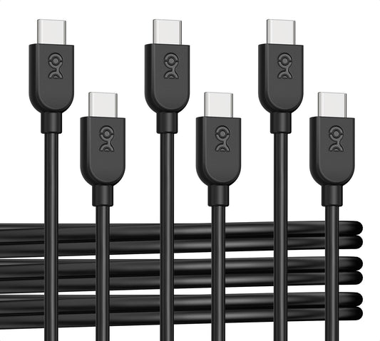 Cable Matters 3-Pack USB C Charging Cable 6ft in Black, Up to [60W Charging, 480Mbps] Apple CarPlay, Android Auto, USB C Charger Cable for iPhone