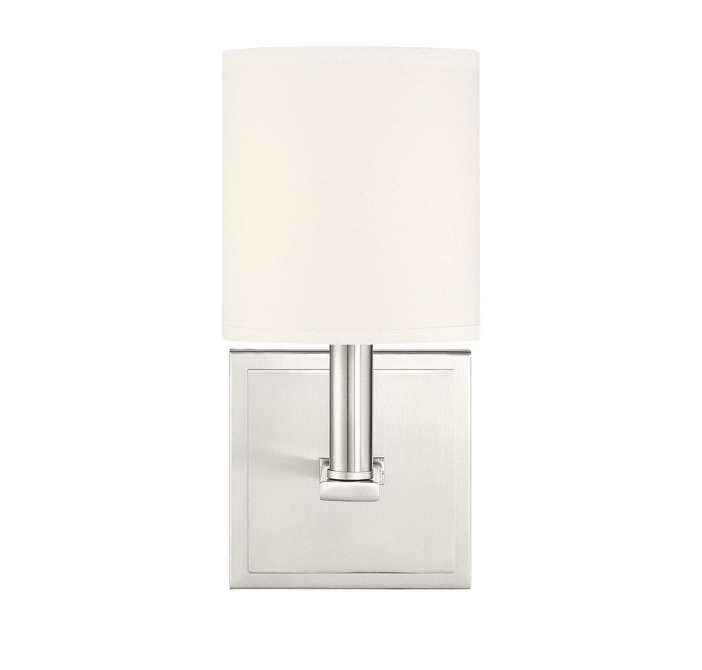 Savoy House 9-1200-1-SN Waverly Modern Farmhouse White Fabric Wall Sconce, 1-Light 60 Watt, 11" H x 5" W, Satin Nickel