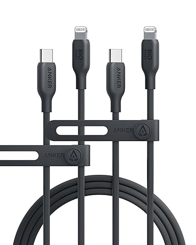 Anker USB C to Lightning Cable[2 Pack 6FT],MFi Certified, Bio-Based Charging Cord, for iPhone 14 Series,and More(USB 2.0, Black)